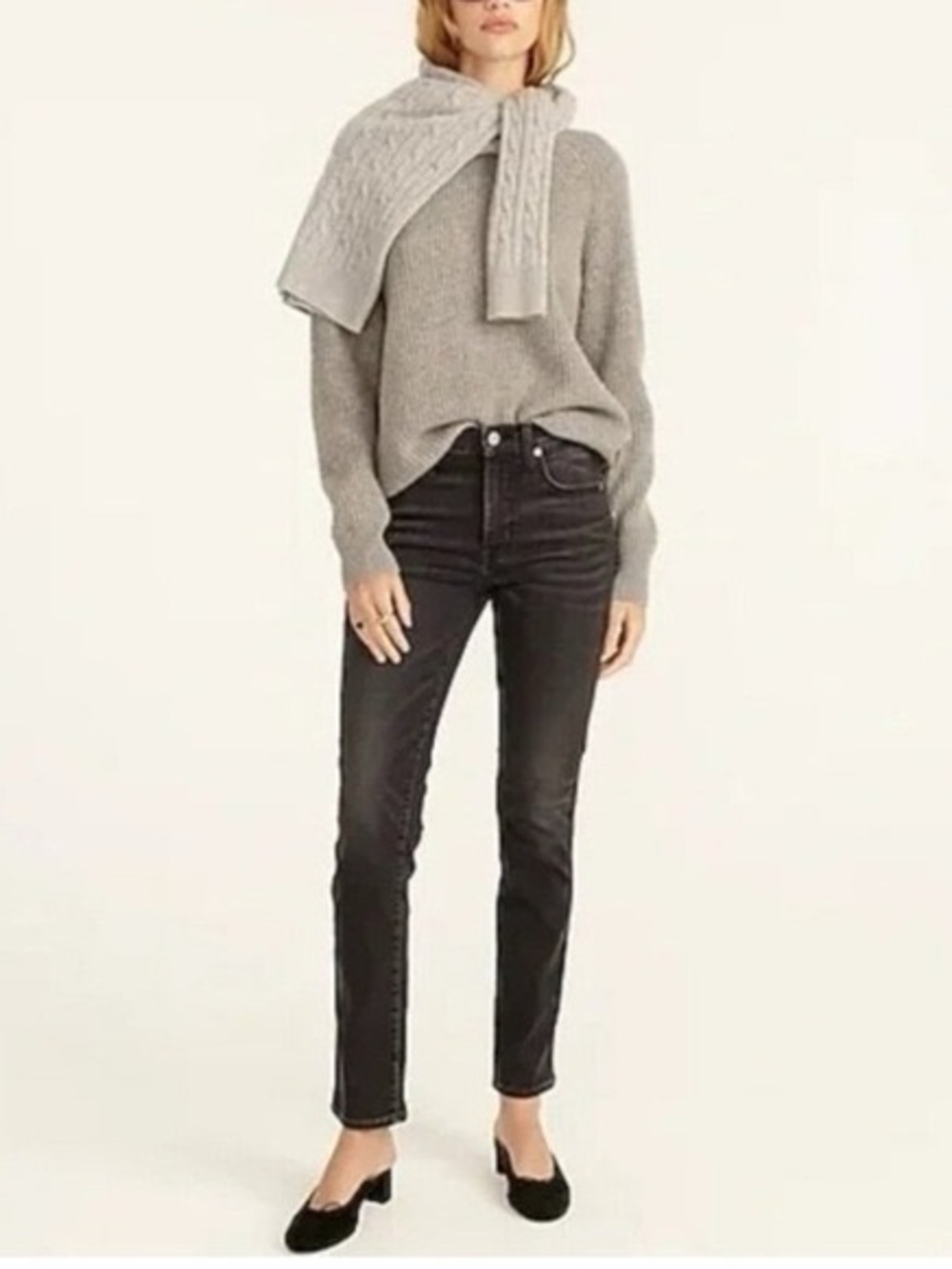 J Crew 9" mid-rise vintage slim-straight jean in Charcoal wash